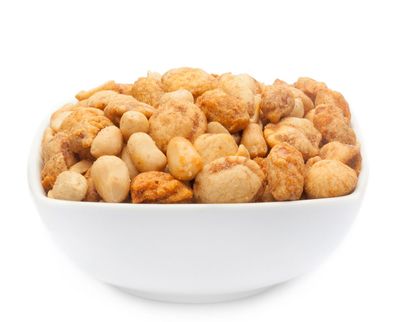 Nussmischung BBQ Erdnuss Mix mit Nuss-Varianten gewürzt im Teigmantel 22% Protein