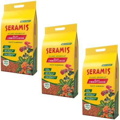 3 x Seramis® Pflanz-Granulat für Zimmerpflanzen, 25 Liter