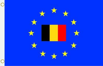 Fahne Flagge Europa mit Belgien Hissflagge 90 x 150 cm