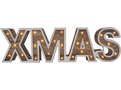 XMAS Schriftzug Weihnachten Lampe LED Buchstaben Holz Weihnachtsdeko Dekoschrift