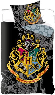 Harry Potter Wende Bettwäsche Hogwarts Wappen 2tlg 135 x 200 cm 80 x 80 cm