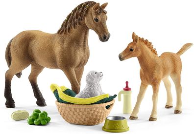 Sarahs Tierbaby-Pflege Schleich Sammelfiguren Set Pferde Horse Club Hund Figuren