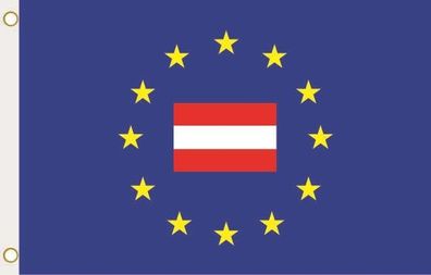 Fahne Flagge Europa mit Österreich Hissflagge 90 x 150 cm