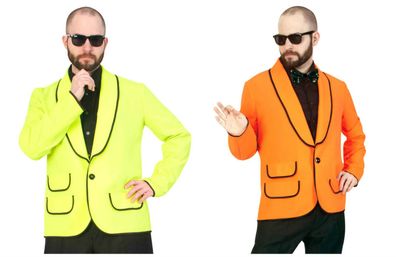 Kostüm Jacke Herren Sakko Jackett neon gelb od orange Bühne Show Karneval