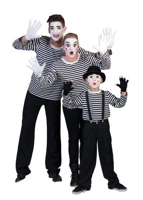 Kostüm Ringelhemd gestreiftes Shirt Franzose Pantomime Clown Karneval Fasching