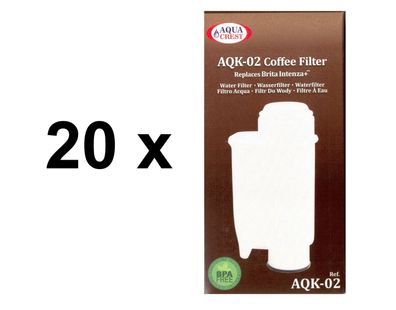 20 x Filterpatrone AQK02 für Philips Saeco CA6702/00 ersetzt Brita Intenza+ NEU