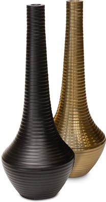 NUBIS - Vase 9/26 cm, 2 sort., Aluminium, gold/ schwarz (Gr. 26)