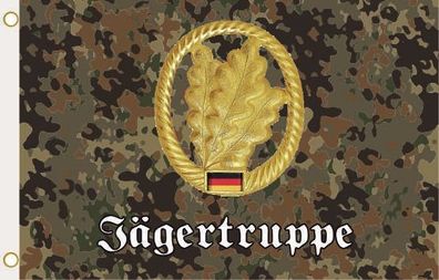 Fahne Flagge Flecktarn Bundeswehr Jägertruppe Hissflagge 90 x 150 cm