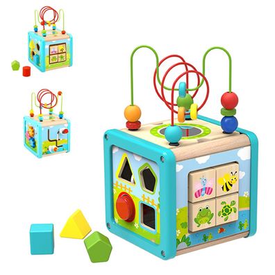 Tooky Toy TL088 Sortierspiel Multi Cube, Steckspiel, Motorikschleife, 4 Formen