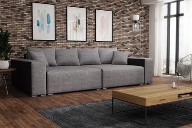 Big Sofa Couchgarnitur REGGIO Megasofa mit Schlaffunktion Schwarz-Grau