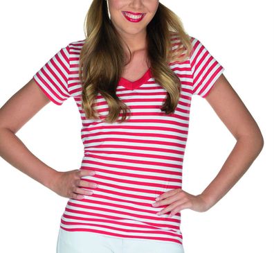 Ringelshirt rot weiß Damen Ringelhemd Streifen Shirt Gr.34-48 Karneval Fasching