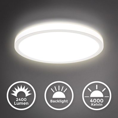 LED Deckenlampe Panel ultraflach Deckenleuchte indirekt Wohnzimmer Flur weiß