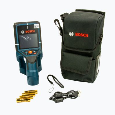 Bosch D-tect 200 C Wallscanner in Tasche, 4 x Batterie + Adapter, Kabel (200 mm)