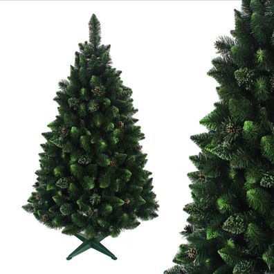 Weihnachtsbaum künstlich Tannenbaum160,180,220cm mit Kiefernzapfen und grünen Glitzer