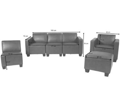 Modular Sofa-System Garnitur Lyon 3-1-1-1