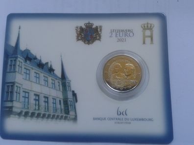 2 euro 2021 Luxemburg coincard 100. Geburtstag Großherzog Jean Münzzeichen Brücke