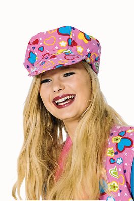 Hippie Kappe Mütze pink Erwachsene und Kinder Herzchen Karneval Fasching