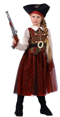 Kostüm Piratenmädchen Piratenkostüm Piratin Kleid m. Zubehör Gr.128-152 Karneval