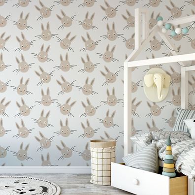 10m VLIES TAPETE Rolle Kinderzimmer Tiere Fröhliche Hasen Fauna Natur XXL 2656