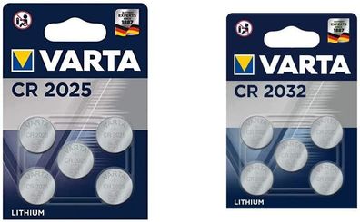 CR2025 + CR2032 VARTA Lithium Knopfzellen 3V Batterie Blister Knopfbatterie NEU