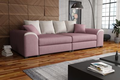 Big Sofa Couchgarnitur WELLS Megasofa Sofa in Altrosa-Beige