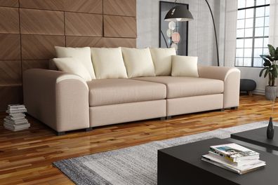 Big Sofa Couchgarnitur WELLS Megasofa Sofa in Cappuccino-Creme