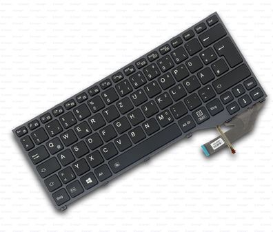 Tastatur DE Schwarz mit Rahmen inkl. Backlight für Fujitsu LifeBook P727 P728 Serie