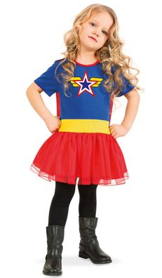 Superhelden Kinder Kostüm starkes Mädchen mit Umhang Gr116 128 Karneval Fasching