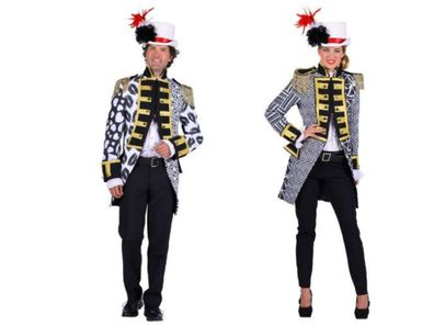 edler Frack schwarz/ weiß Damen Herren Patchwork Uniform Gehrock Kostüm Karneval