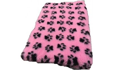 Vet Bed Hundedecke Hundebett Schlafplatz 100 x 75 cm rosa schwarze Pfoten