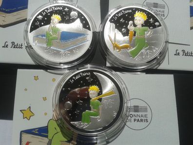 3 x 10 euro 2021 PP Frankreich Kleiner Prinz 3er Silber Set je 22,2g 999er Silber
