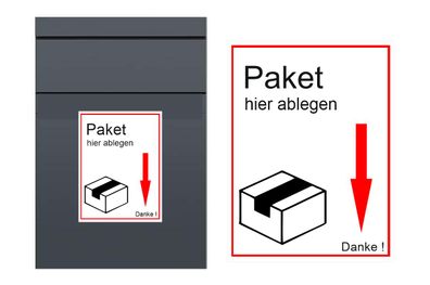 Paket hier ablegen, Abziehbild für Paketbox Aufkleber (R88w/3)