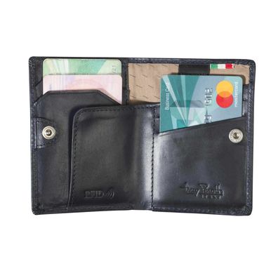 Slim Wallet Minigeldbörse ohne Münzfach Tony Perotti Vegetale RFID Blau