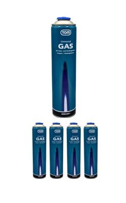 5x 600 ml Universal Gas Feuerzeug Brenngas Gaskartusche Multigas Druckgas 7,65/ L