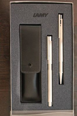 Schreibset; 2teilig, LAMY Schreibset; Geschenkset mit Ledermäppchen (Druckknopf)