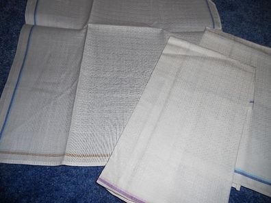 3 Taschentücher mit farbigen Rand - 50er Jahre