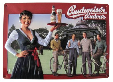 Budweiser - Sonderedition Nr.11 - Thema Fahrradfahren - Blechschild 30 x 20 cm