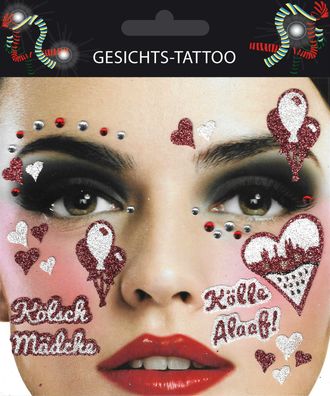 Glitter Gesichts Tattoo Kölsch Mädche Köln Kostüm Karneval Fasching
