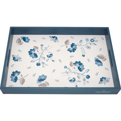 Greengate Tablett MOZY Blau Weiß 31x45 cm Serviertablett Holz
