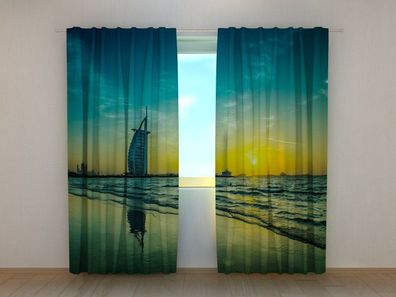 Fotogardine Sonnenuntergang über den Ozean, Vorhang mit Motiv, Digitaldruck, auf Maß