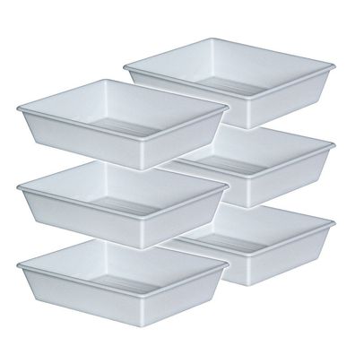 6x Kunststoffschale, PP, LxBxH 305x245x65 mm, 1,1 Liter, weiß