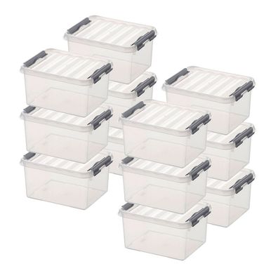 12x Aufbewahrungsbox mit Deckel, transparent, LxBxH 200x150x100 mm, 2 Liter