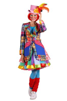 excl Clownjacke Damen Clown Frack Patchworkoptik bunte Jacke Kostüm Zirkus