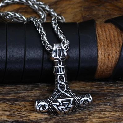 Anhänger Thors Hammer Modern 1 Edelstahl mit Valknut
