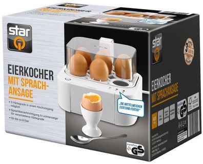 starQ Eierkocher mit Sprachfunktion Kochvorgang Lichtanzeige 6 Eier Elektrischer