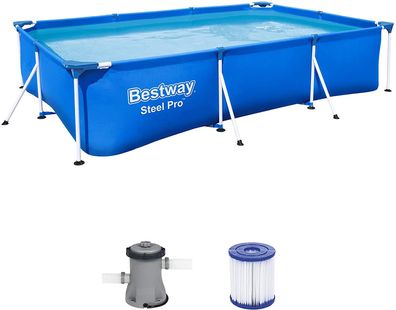Bestway Steel Pro Frame Pool Set rechteckig 300x201x66 cm Stahlrahmenpool blau