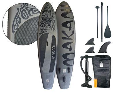Makani SUP Aufblasbares Stand Up Paddle Paddleboard Board Paddel 320 cm Schwarz