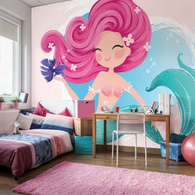 Muralo Selbstklebende Fototapeten XXL Mädchen Reizvolle Meerjungfrau 2831