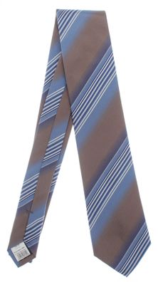 Krawatte Seide 146cm/8cm gestreift braun blau Schlips Binder Tie