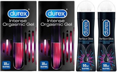 Gleitgel 4er Premium-Set, Durex Intense Orgasmic Gel, Durex Play Perfect Glide